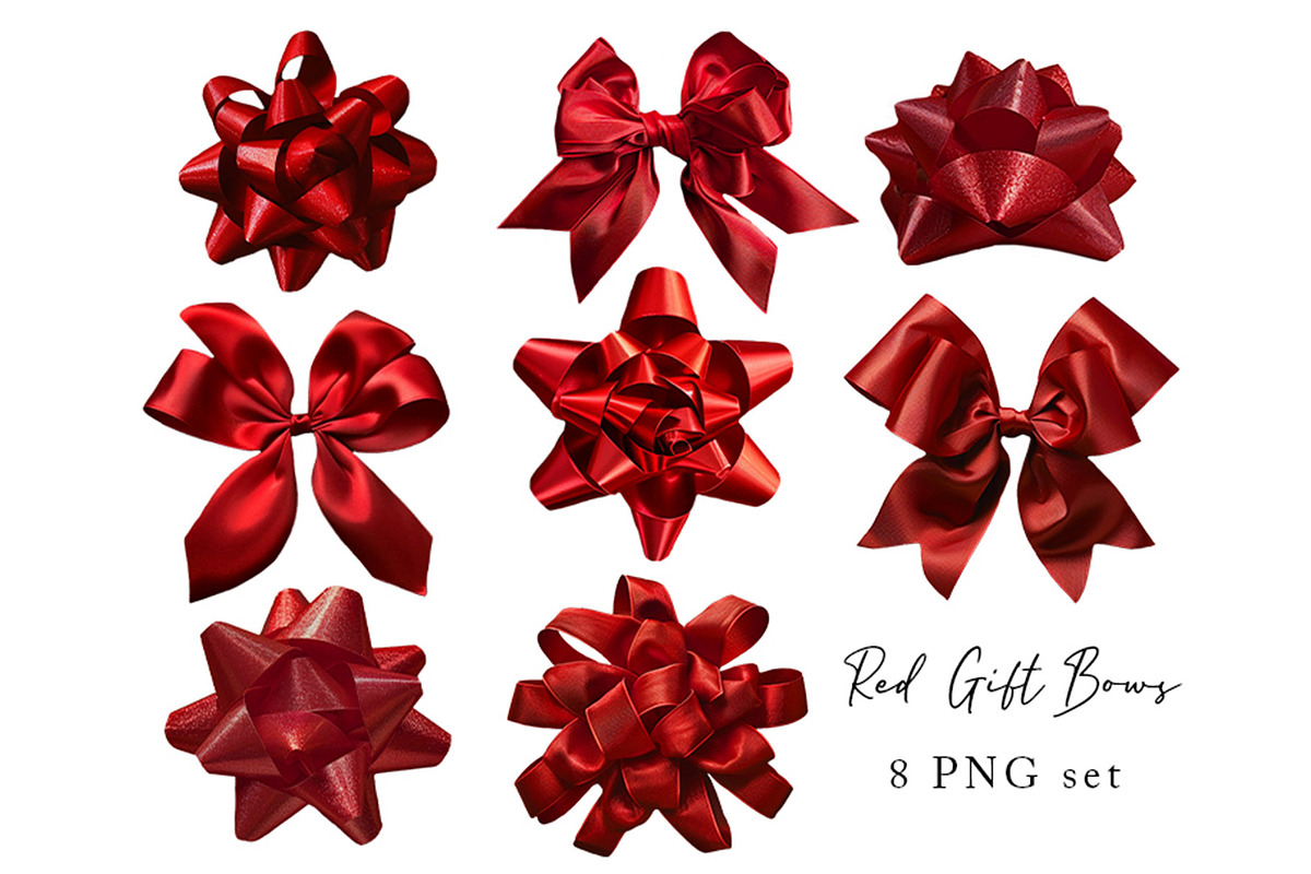 Red Gift Bows Clip Art PNGS, a Layer Style Add-On by Wild Honey Design Co. (Photo 2 of 2)