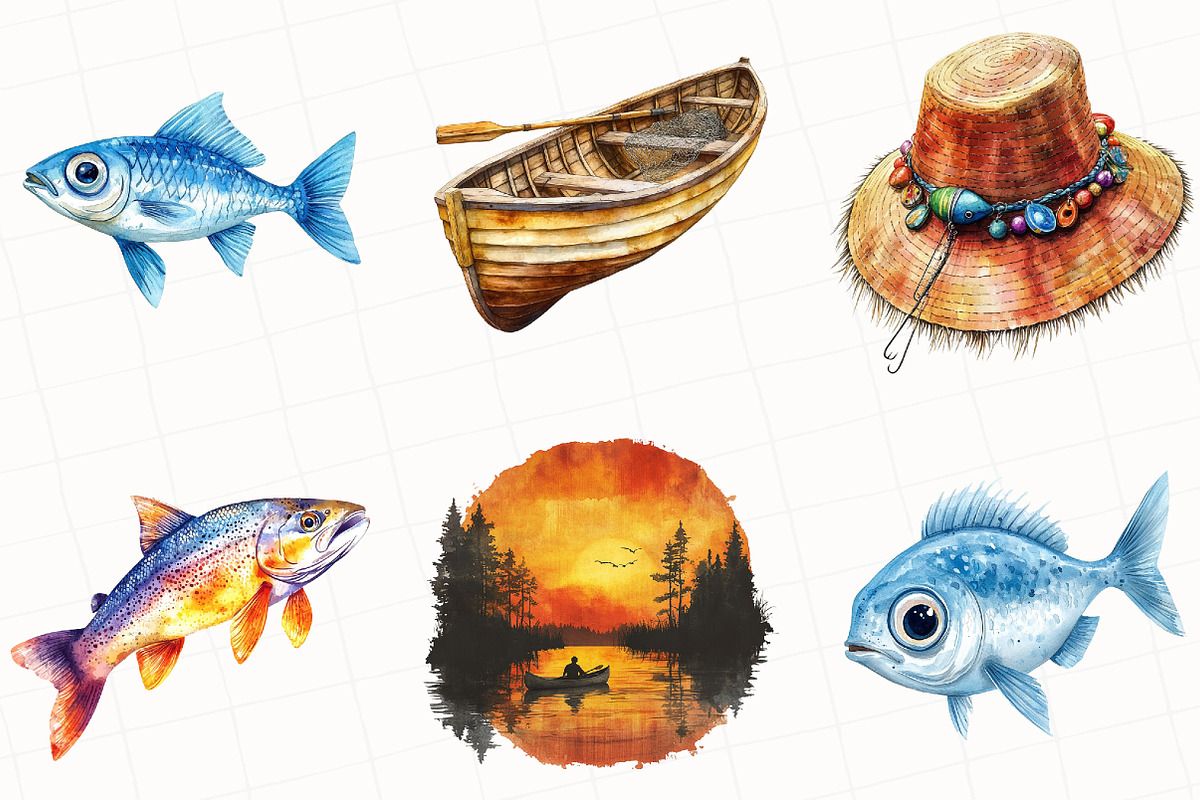 Fisherman Aesthetic Clipart, an Illustration by OK Design (Photo 4 of 5)