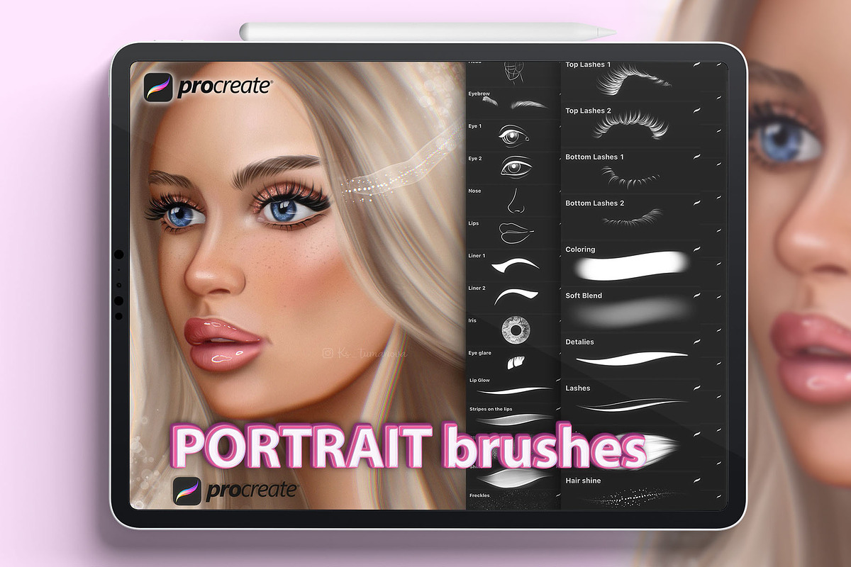 Procreate portrait brushes, a Brush Add-On by KsTumanova (Photo 1 of 2)
