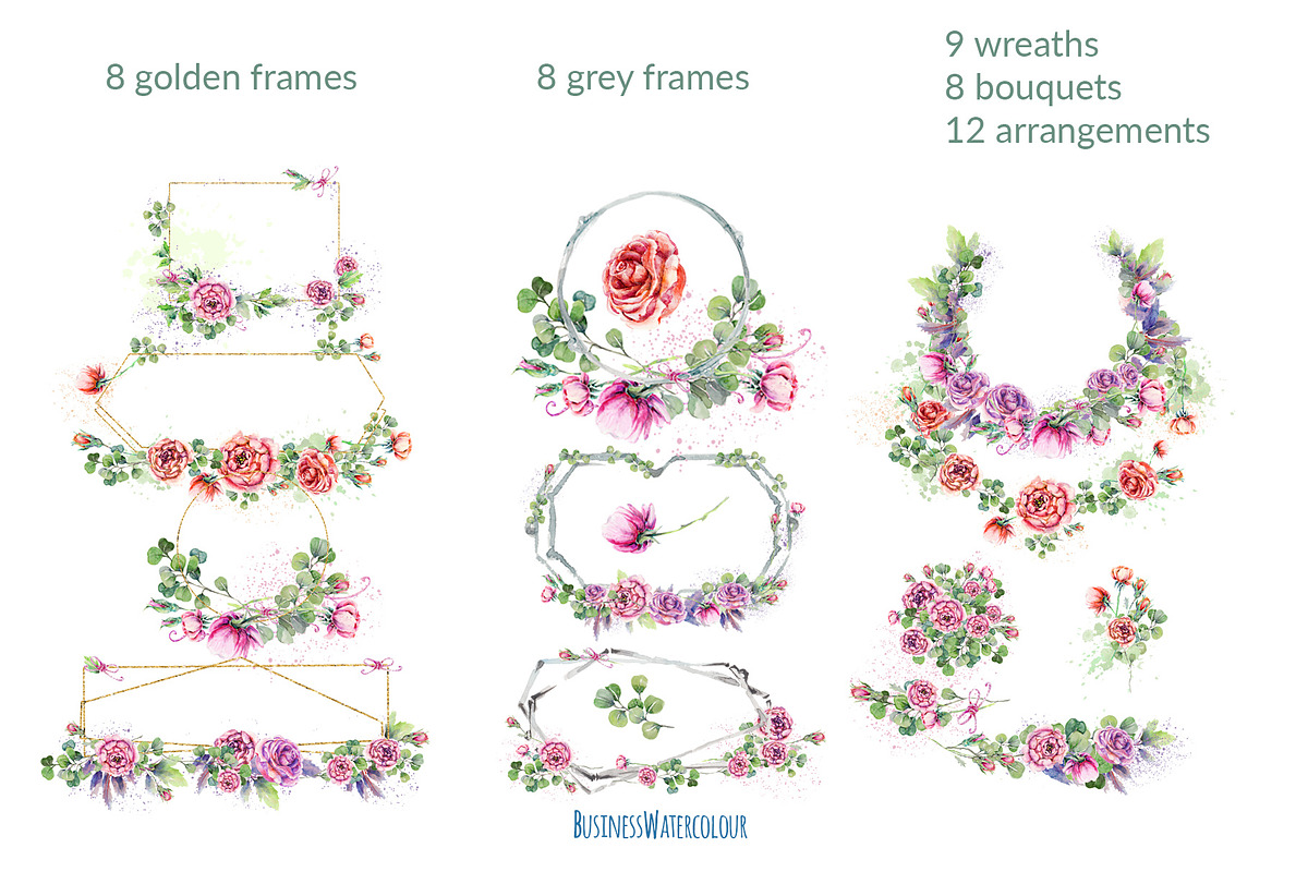 Eucalyptus & Roses: polygons+florals, an Object Illustration by Scarlet Island (Photo 2 of 3)