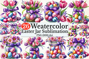 Watercolor Easter Jar Sublimation Cl, an Illustration by Rose Art