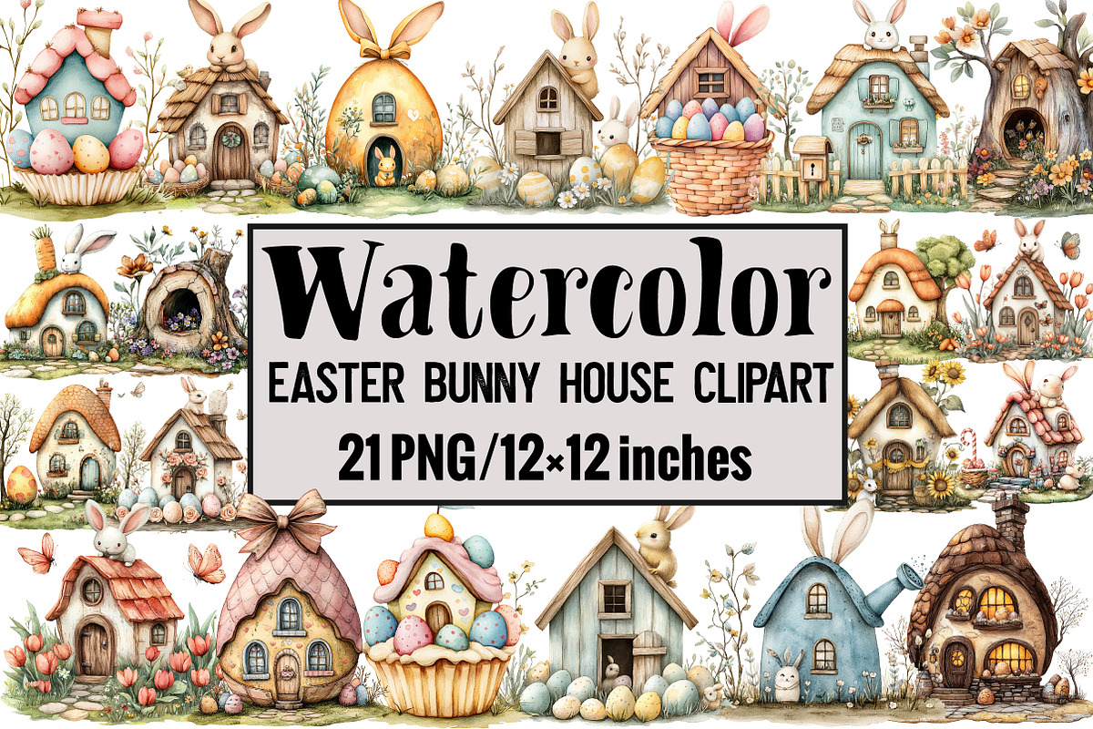 Easter Bunny House Clipart, an Illustration by Design Market (Photo 1 of 3)