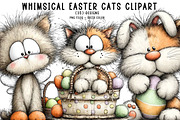 whimsical easter cats clipart, an Illustration by CreationArt (Thumbnail 1 of 6)