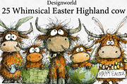 Whimsical Easter Highland cow Clipar, an Illustration by Designworld (Thumbnail 1 of 6)