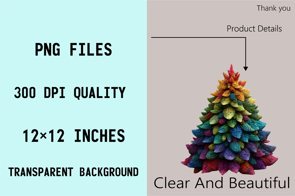Colorful Christmas Tree Clipart  Bun, an Illustration by SVGArt (Photo 3 of 8)