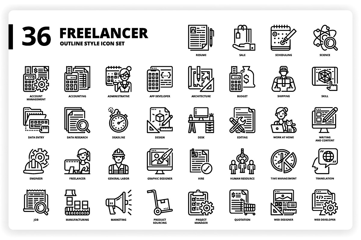 3,600 Icons x3 Styles, an Outline Icon by monkik (Photo 143 of 299)