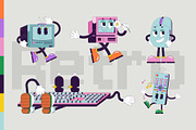 Retro Groovy Tech Characters Pack, a Decorative Illustration by IMG Visuals (Thumbnail 3 of 8)