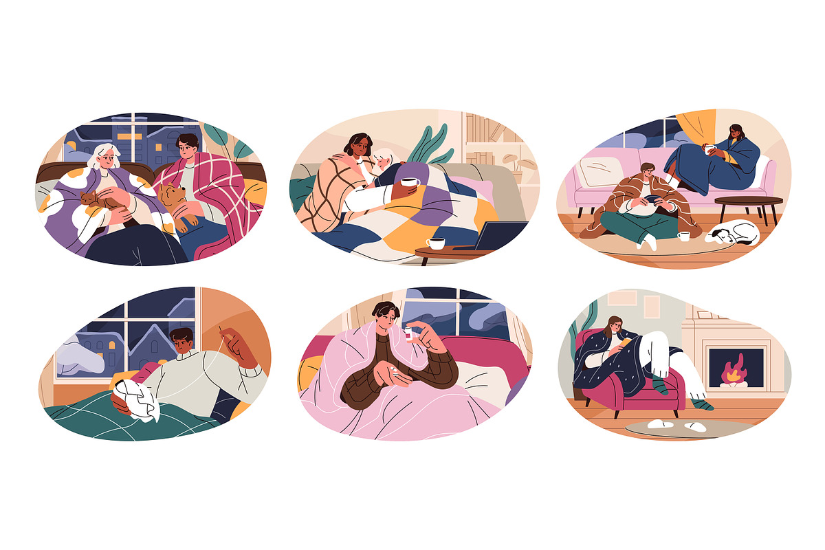 People freezing at home set, a Person Illustration by PaperTrident (Photo 1 of 7)