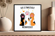 Life is Pawsitively Meowvelous Cat, an Illustration by DreamCafeArt (Thumbnail 5 of 6)