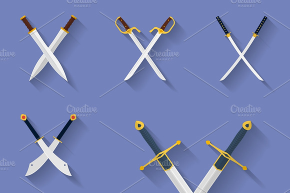 Icon Set Of Ancient Swords.