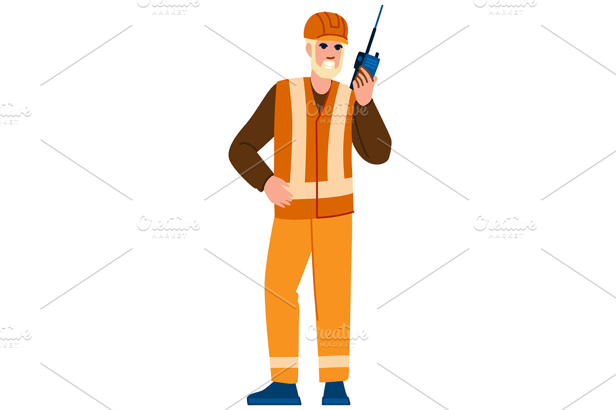 Construction worker communicating, an Illustration by pikepicture