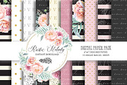 FLORAL DIGITAL PAPER PACK, a Pattern Graphic by rusticmelody (Thumbnail 1 of 2)