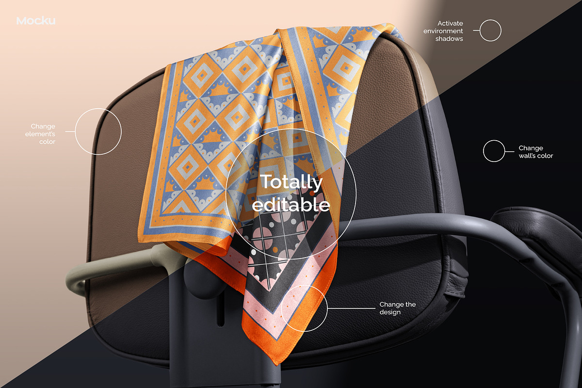 Silk Scarf Mockup - Studio series 02, an Apparel Mockup by Mocku (Photo 10 of 13)
