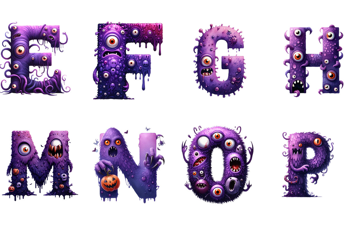 Purple Halloween Monster Alphabet, an Illustration by DreamArtGraphic (Photo 2 of 5)