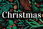 Pine cone x-mas branch with berry, a Seasonal Illustration by Folkheart (Thumbnail 1 of 9)