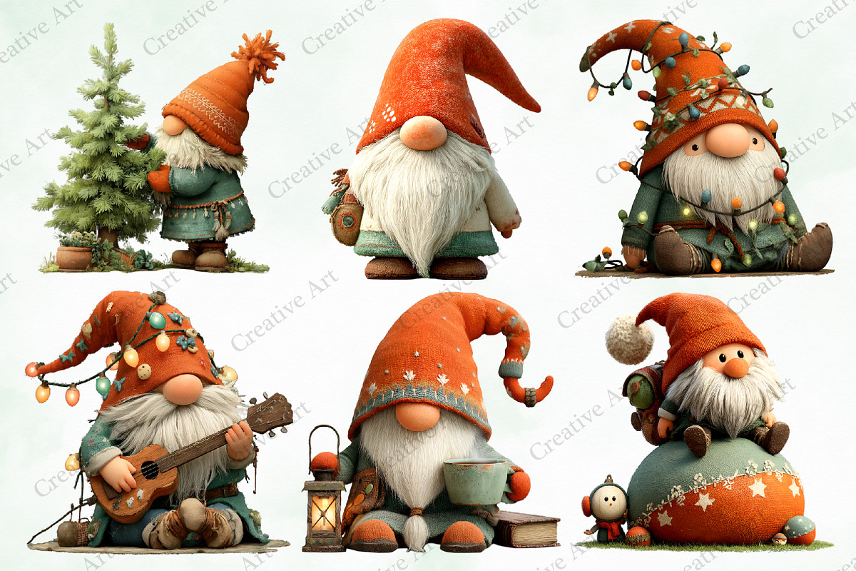 Christmas Gnome Clipart Bundle, an Illustration by Creative Art (Photo 2 of 10)