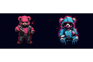 Urban Punk Teddy Bears: A Vector