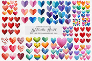 Watercolor Hearts Clipart, an Illustration by Designworld (Thumbnail 1 of 6)