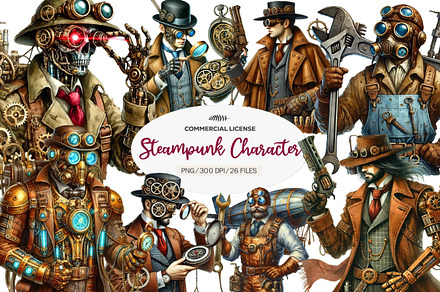 Steampunk  Character Clipart, an Illustration by CreationArt