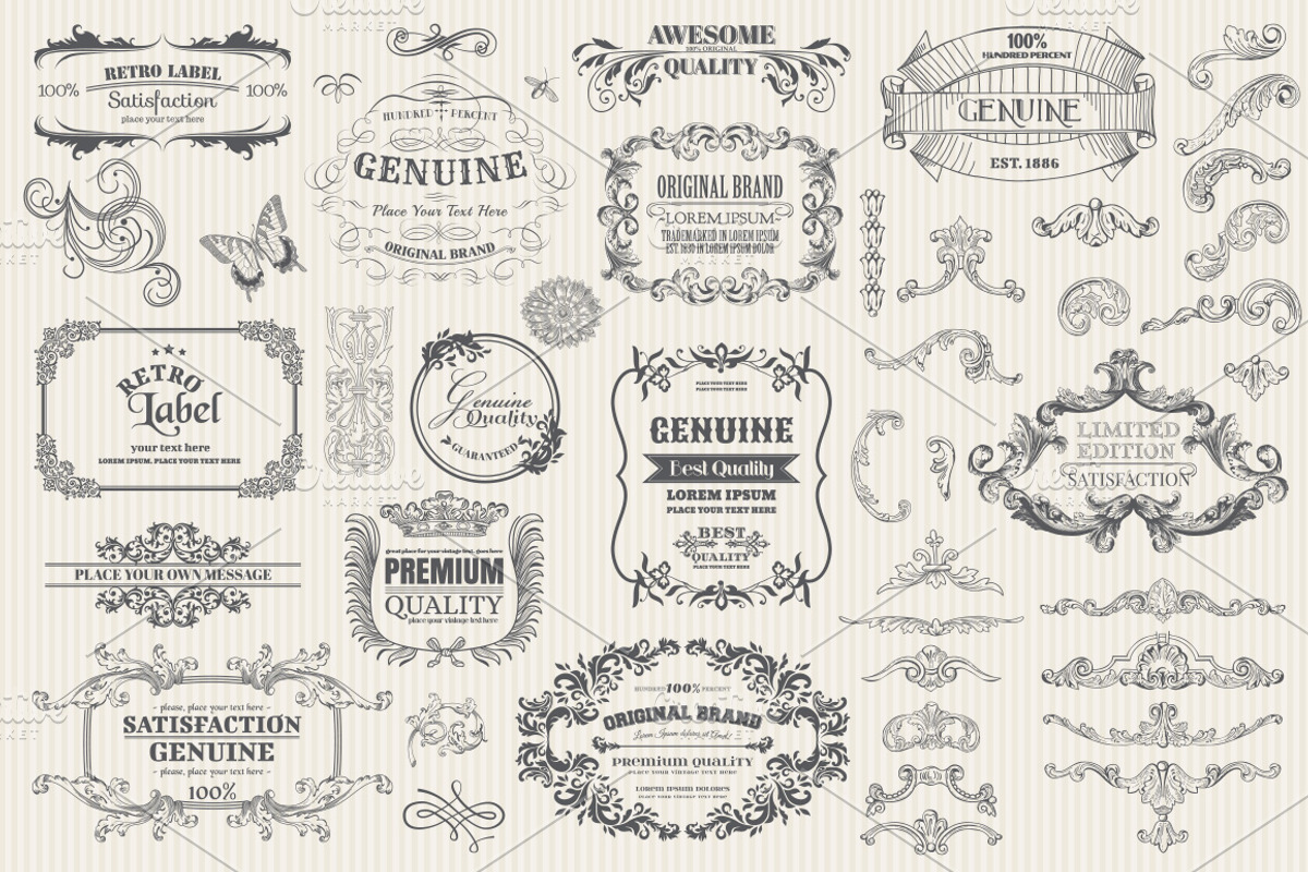 171 Vintage Frames, Banners, Labels, a Decorative Illustration by Anna Studio (Photo 5 of 5)