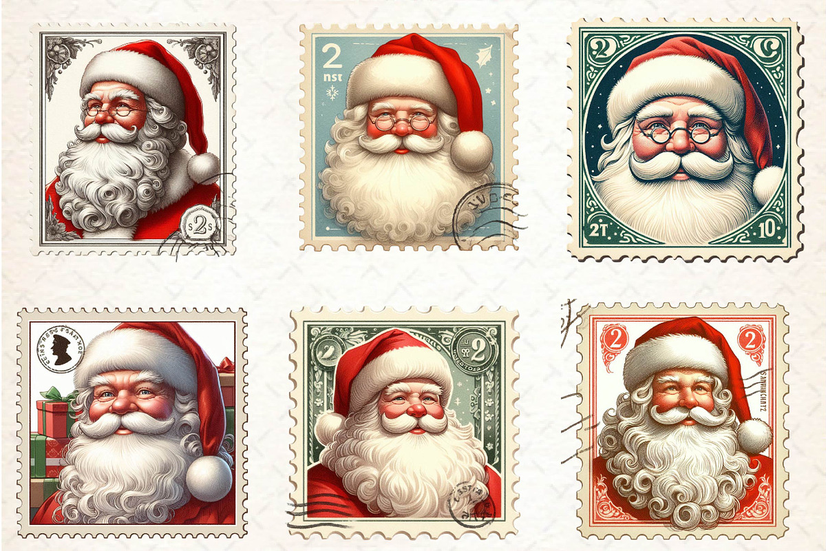 Postage Stamp Santa Claus Clipart, an Illustration by CreationArt (Photo 3 of 5)