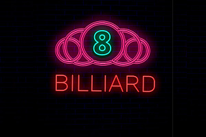 Billiard Neon Sign PSD Editable Text