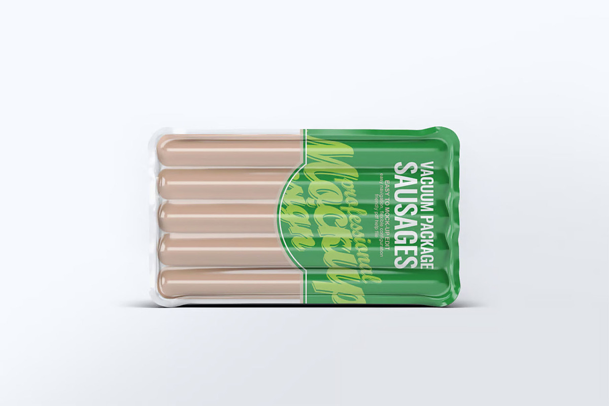 Vacuum Package Sausages Mock-Up, a Product Mockup by DesignRushMarket (Photo 5 of 8)
