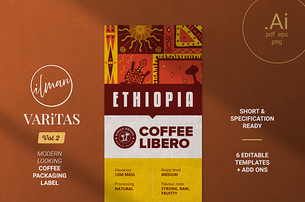 Varitas V2 Coffee Label Templates, a Marketing Template by Ilman