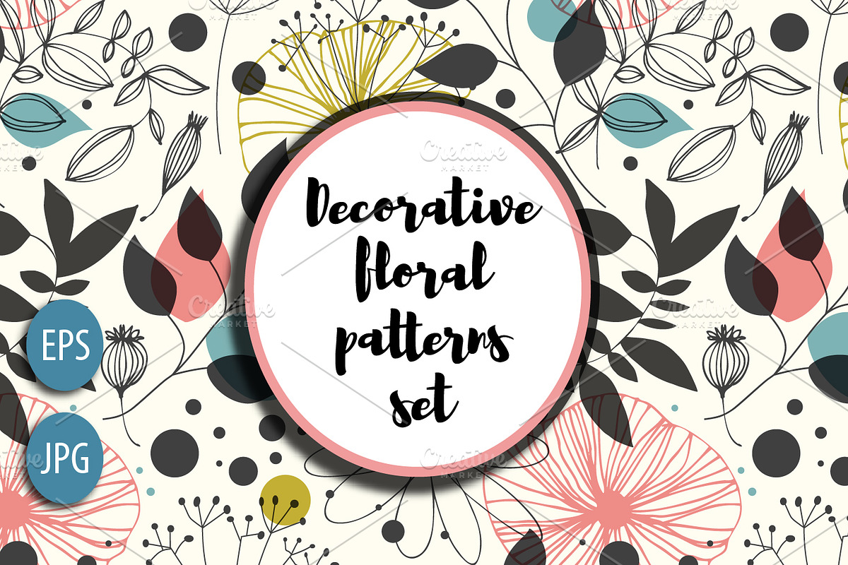 Decorative floral patterns set, a Pattern Graphic by Silmen (Photo 1 of 4)