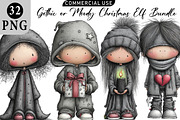 Gothic or Moody Christmas Elf Clipar, an Illustration by Daily.Designs (Thumbnail 1 of 5)