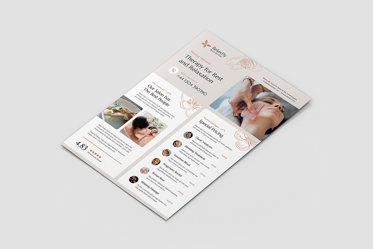 Spa Salon Flyer Canva Template, a Flyer Template by artbart (Photo 4 of 9)