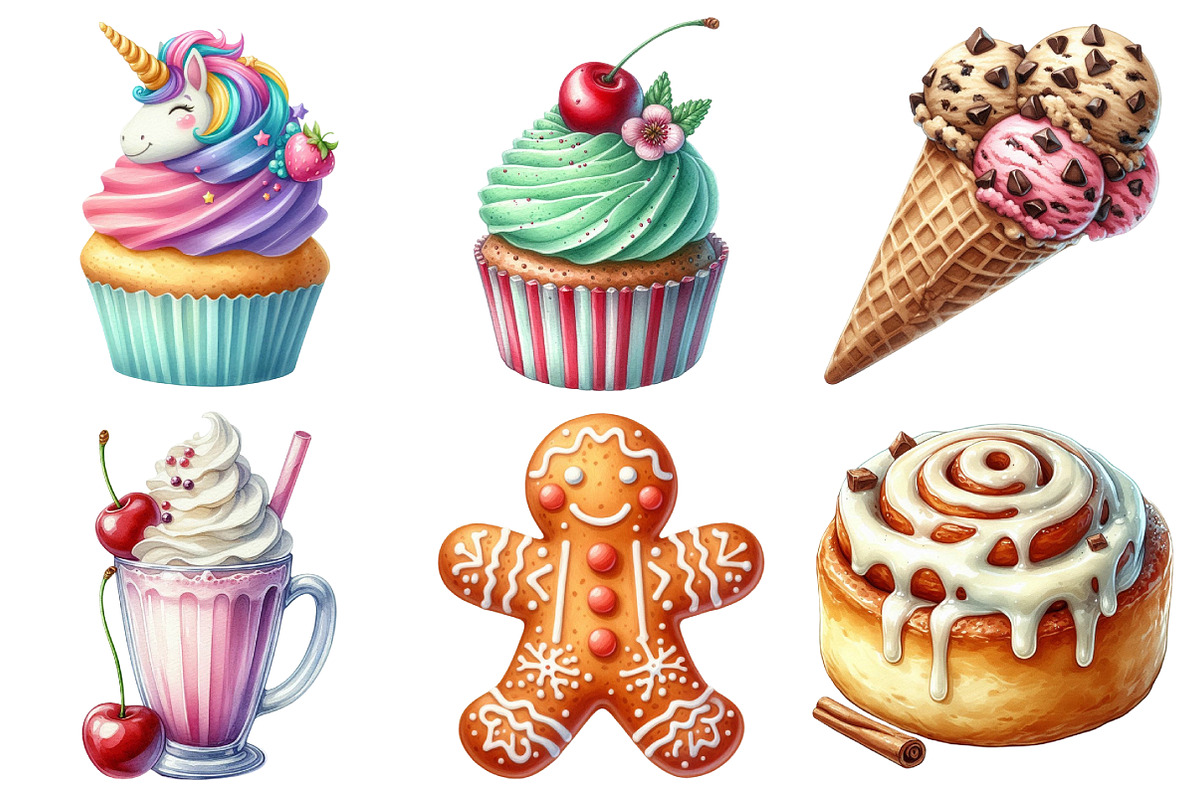 Watercolor Sweet Treats Clipart, an Illustration by Daily.Designs (Photo 3 of 5)