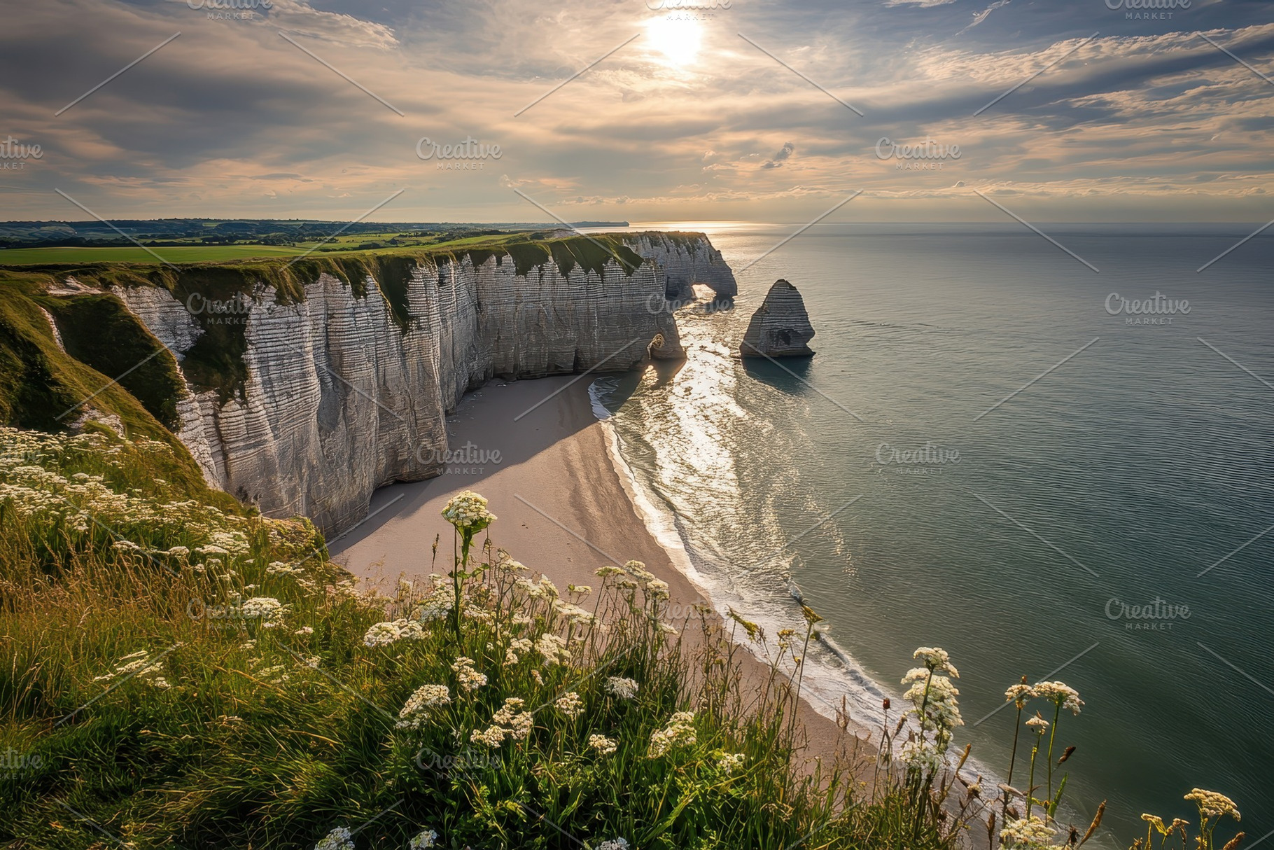 Stunning view of coastal cliffs and, a Photo by Tanuart