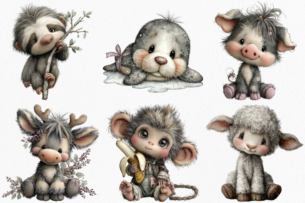 Watercolor Baby Animal PNG Clipart, an Illustration by Canvas Craft (Photo 3 of 8)