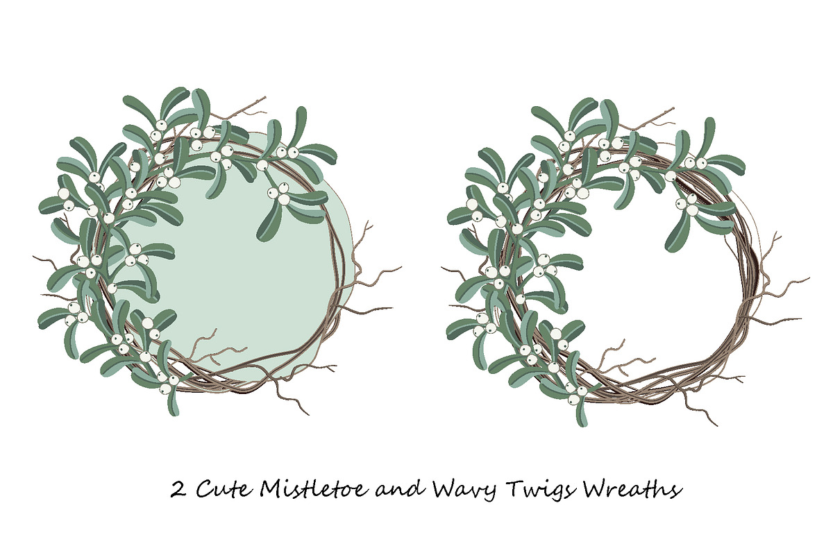 Mistletoe Wreath Illustration Set, an Object Graphic by Toltemara (Photo 2 of 3)