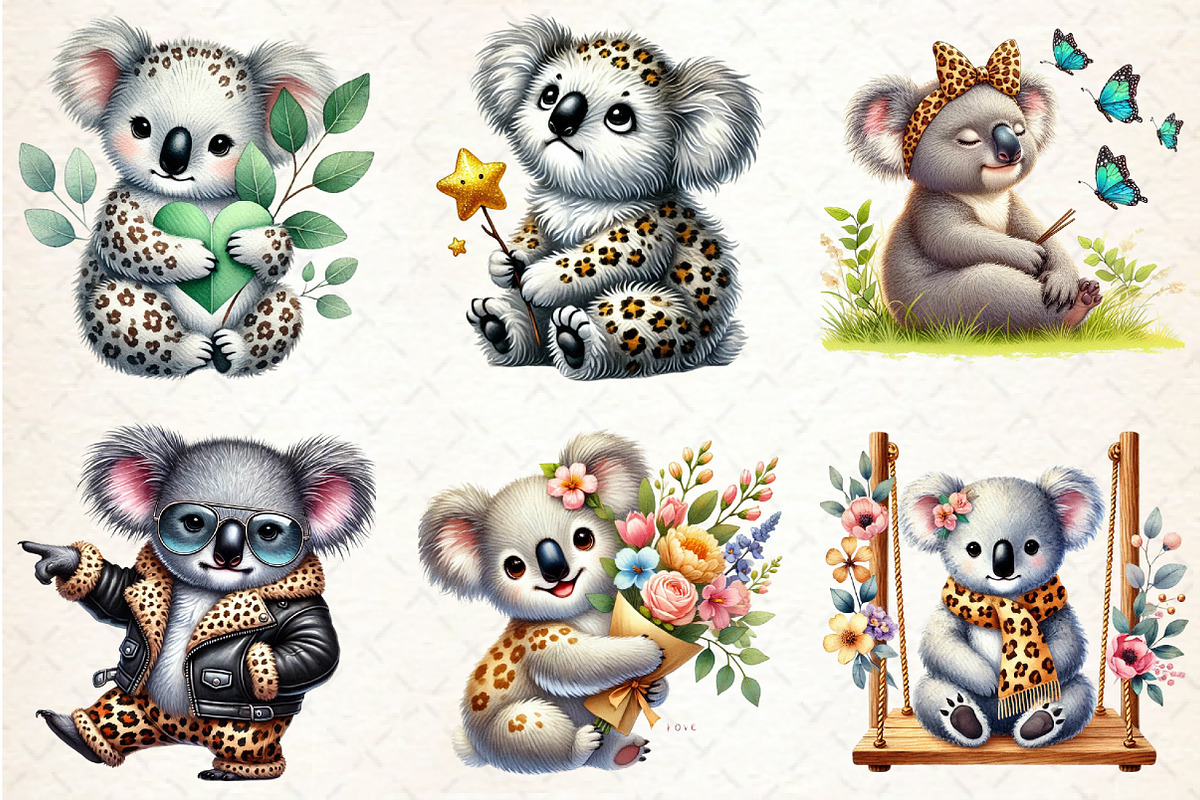 Koala Clipart, Leopard Koala Clipart, a Seasonal Illustration by Rose Art (Photo 2 of 4)