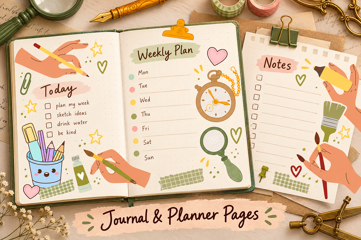 Planner & Stationery Clipart, an Education Illustration by Anna Studio (Photo 8 of 11)