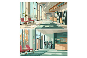 Bank lobby interior. Reception area, an Object Illustration by Stock-Smart-Start