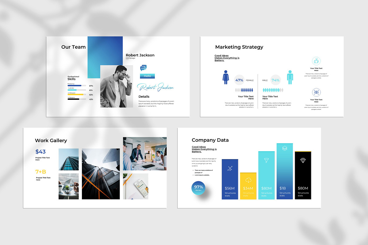 Blue Yellow Modern Business Plan Pre, a Presentation Template by Slide-Agency (Photo 5 of 11)