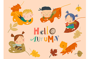 Cute Cartoon Boys and Girls flying, a Person Illustration by Maria Starus