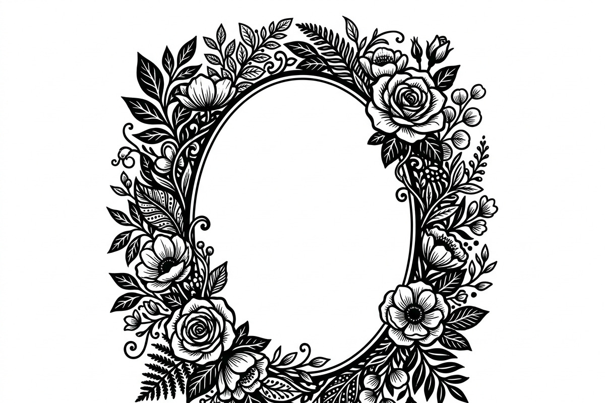 50 Elegant Floral Oval Mirror Frame, a Decorative Illustration by Amazin_art (Photo 12 of 40)