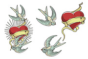 Tattoo Style Birds and Heart, an Illustration by RalucaGheorghe (Thumbnail 4 of 5)