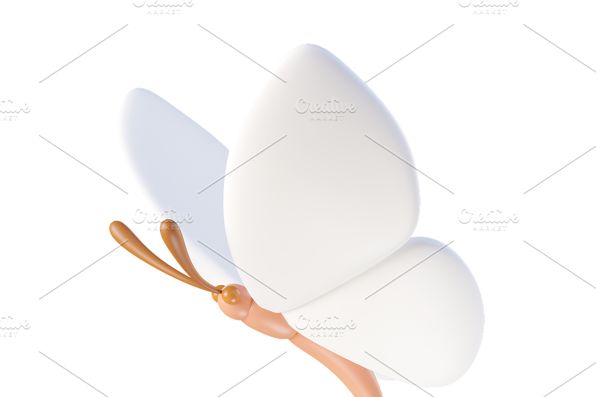 Cute 3D white Butterflies icons, an Animal 3D Model by Hannet (Photo 5 of 5)