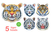 Watercolor tiger portraits, an Animal Illustration by Watercolor fantasy (Thumbnail 1 of 4)