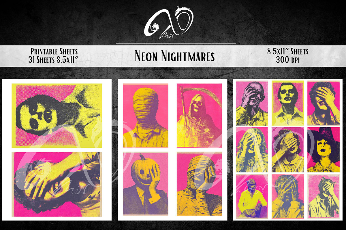 Neon Nightmares: Retro Horror, a Background Graphic by NiiiNArt (Photo 5 of 9)