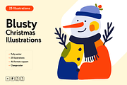 Blusty Christmas Illustrations, a Seasonal Illustration by Welovegraphics (Thumbnail 1 of 7)