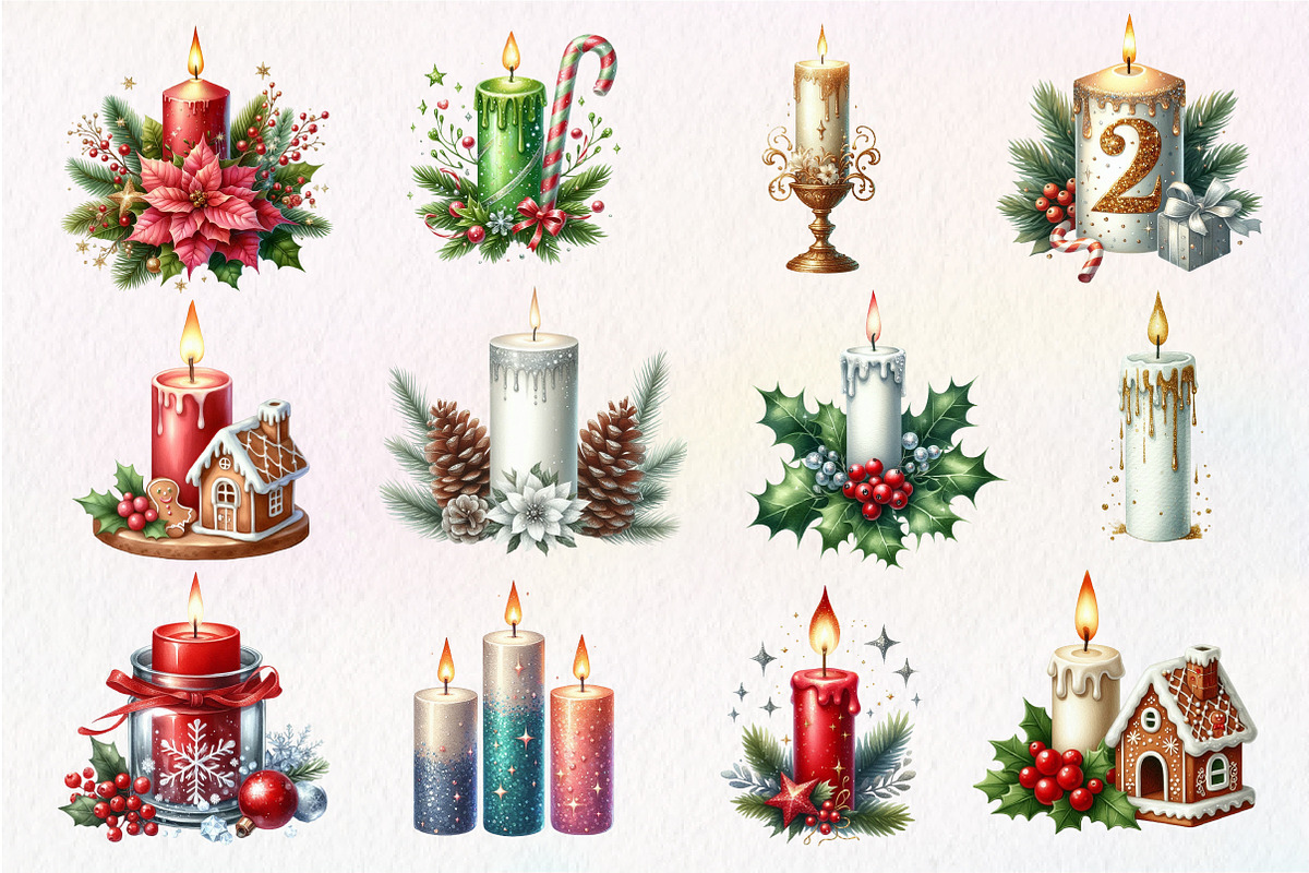 Christmas Glitter Candle Clipart, an Illustration by Dream Creation (Photo 3 of 4)
