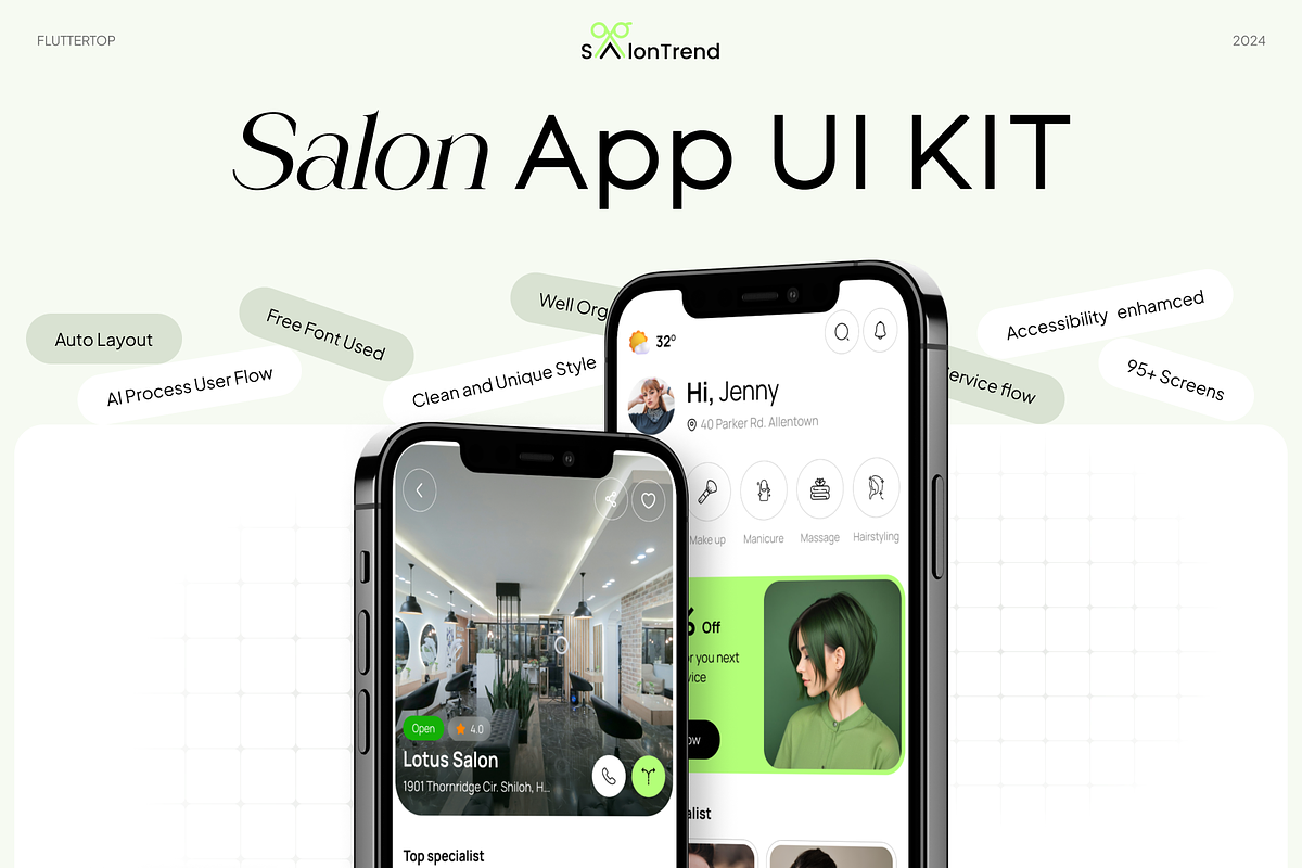 SalonTrend AI Salon App UI Kit, an UI Kit Template by Fluttertop (Photo 1 of 8)