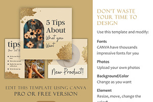 Gold Beauty Instagram Template Canva