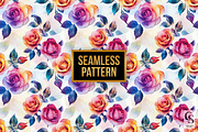 Watercolor Rose Flowers Patterns, a Pattern Graphic by Creative Store (Thumbnail 3 of 5)